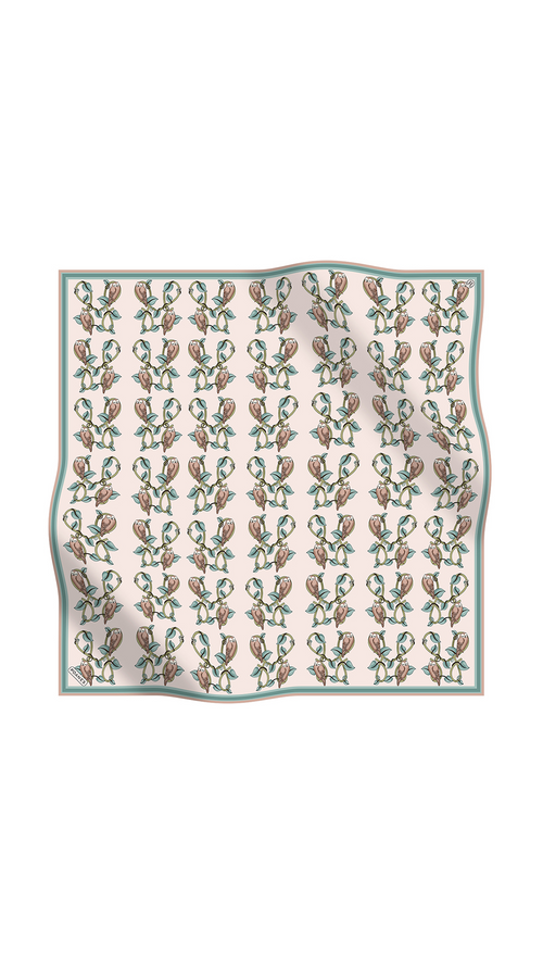 Baykuş Desenli Twill İpek Eşarp