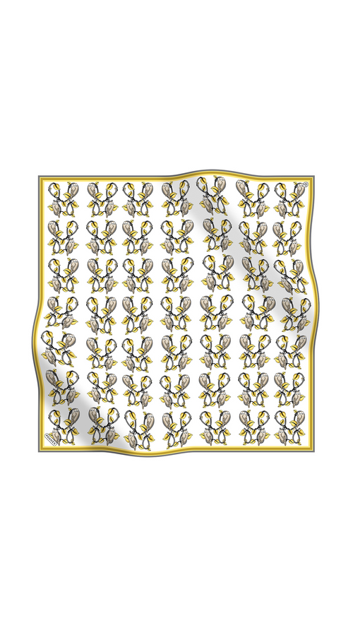 Baykuş Desenli Twill İpek Eşarp