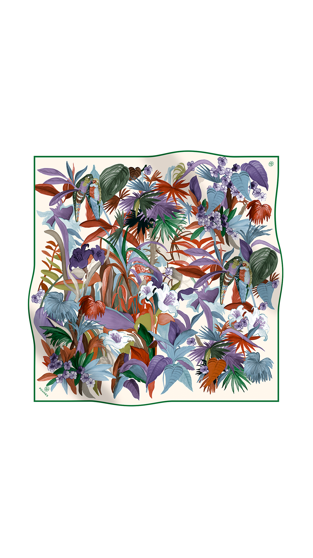 Orman Desenli Twill İpek Eşarp