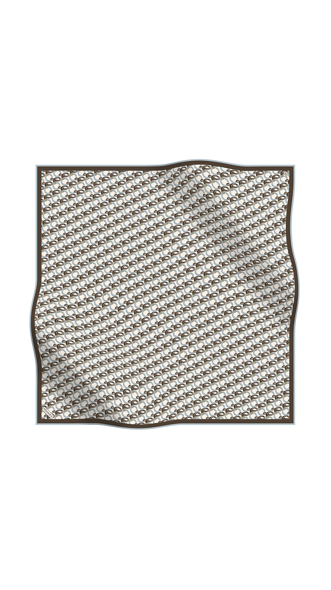 Rozet Desenli Twill İpek Eşarp