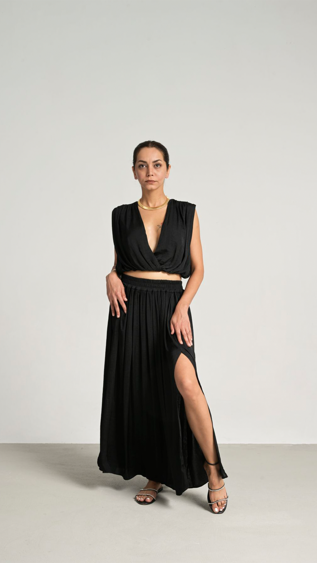 Laviess Crop Saten Bluz