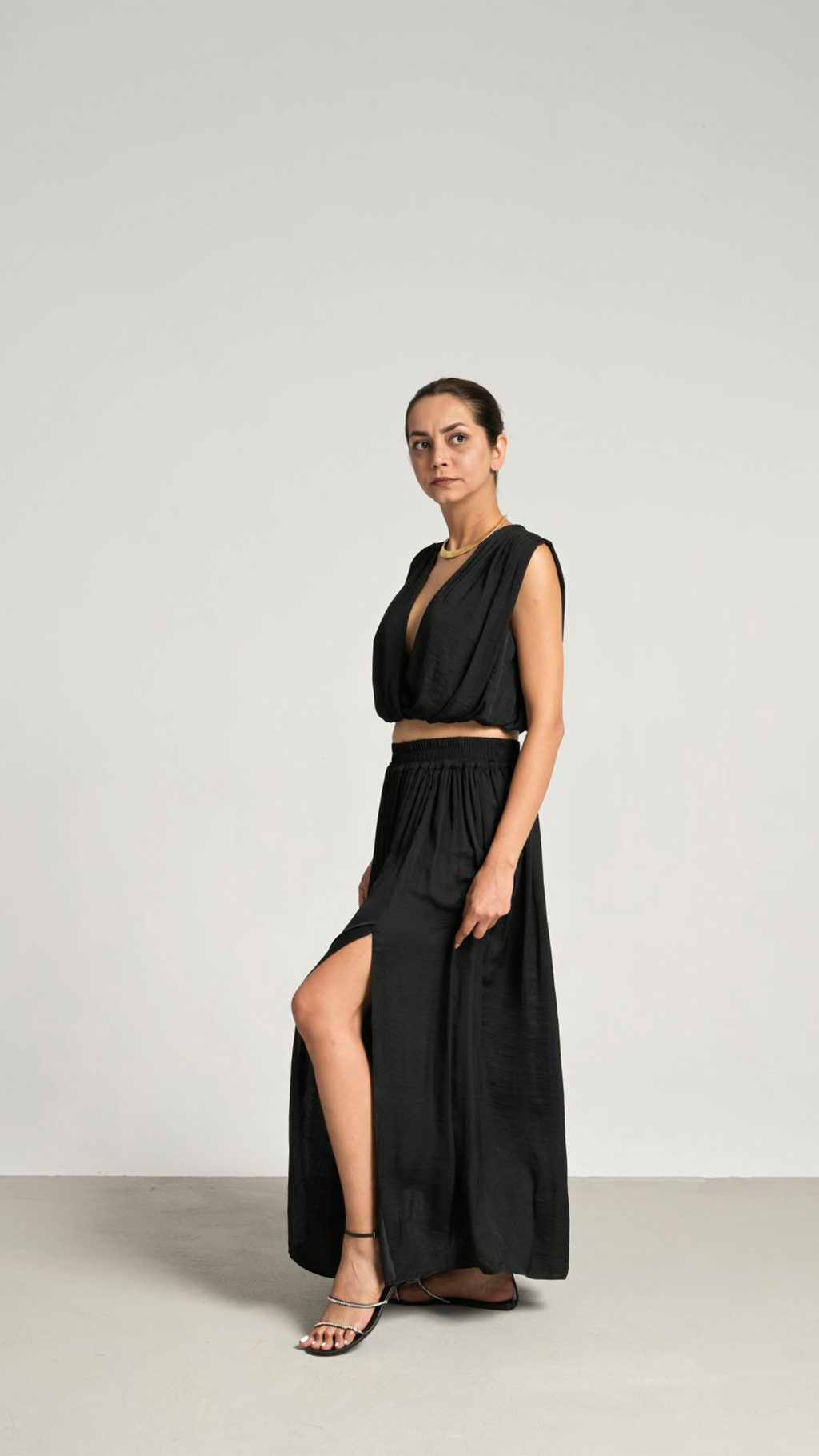 Laviess Crop Saten Bluz