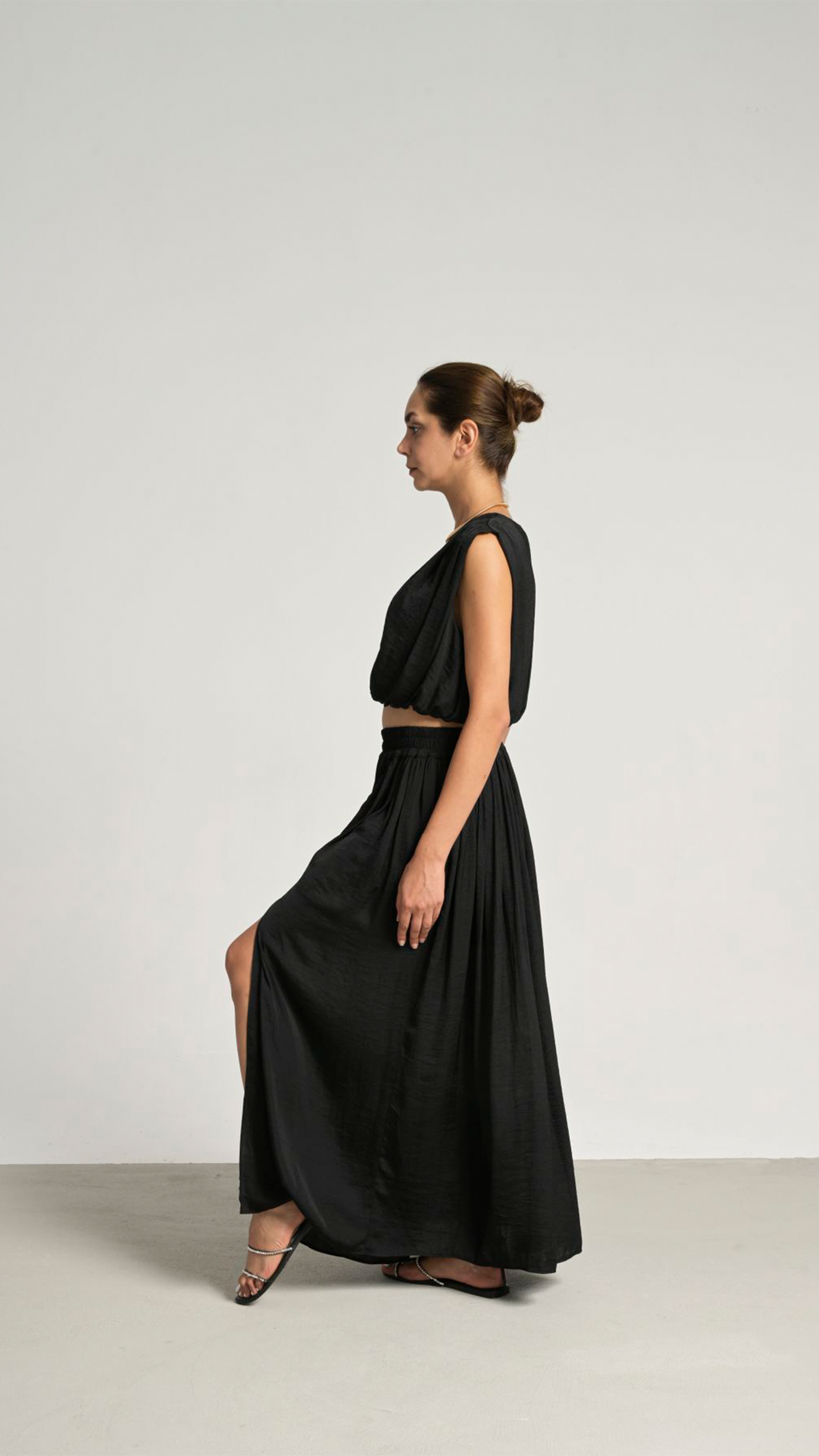Laviess Crop Saten Bluz