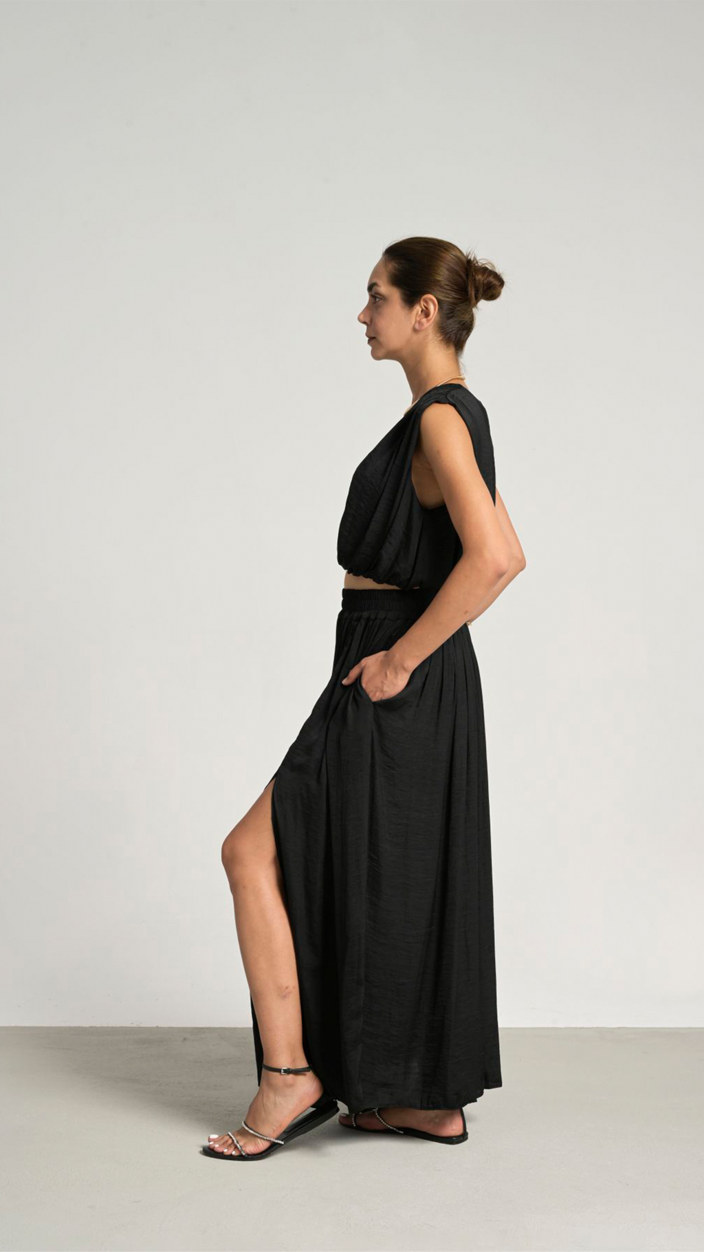 Laviess Crop Saten Bluz