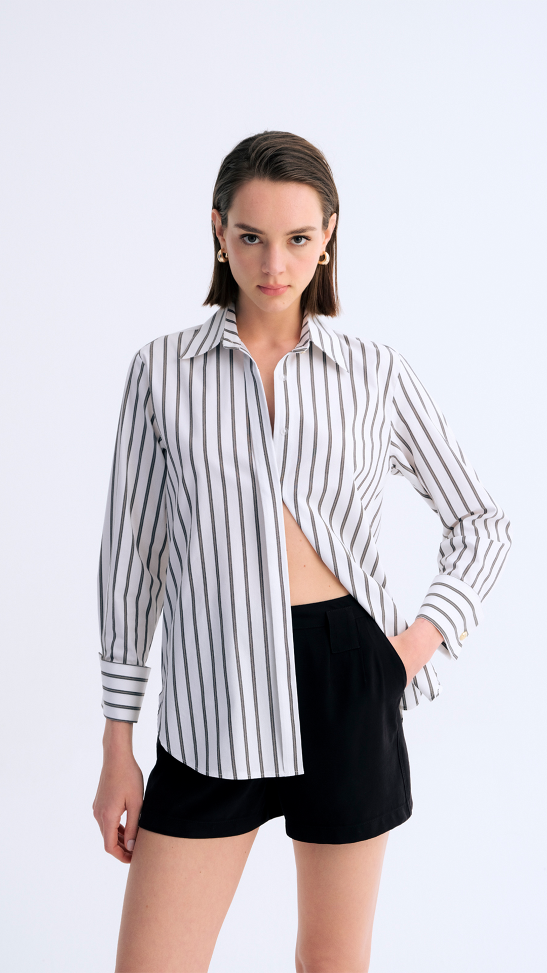Stripe Edit Çizgili Poplin Gömlek